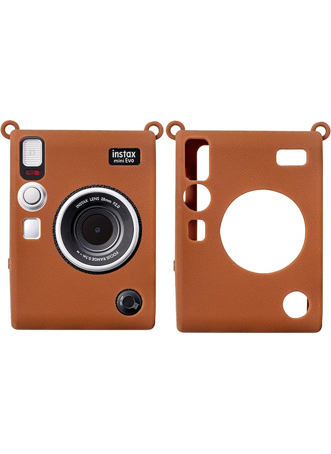 O Ozone Silicone Case for Fujifilm Instax Mini EVO Instant Camera – Soft Rubber Protective Cover, Slim Fit & Lightweight, Shockproof Skin for Mini EVO- Brown  - Image 1