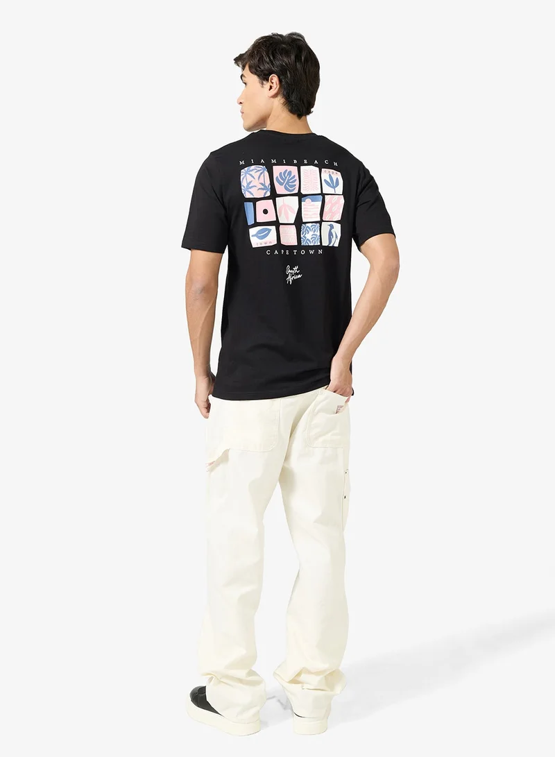 سفنتي فايف تيشيرت مطبوع بقصة عادية