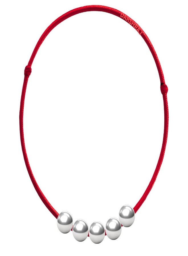 DARSHRAJ Handmade Red Thread Anklet with 5 Sterling Silver Balls | 925 Silver Jewelry for Women & Girls - Image 1