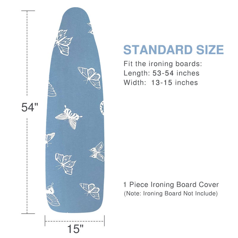 VividPaw Ironing Board Cover and Pad, Standard Size 15x54, Thick Padding, Elastic Edge, Resist Scorching, Adjustable Fastener, Heavy Duty Floral Iron Board Covers (Butterfly) - Image 5