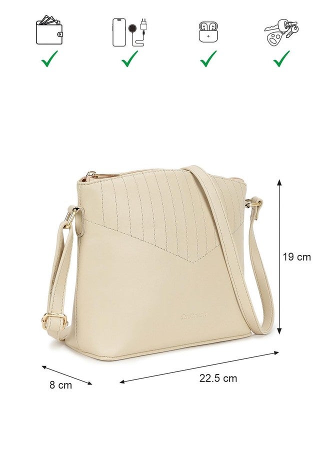 Fastrack Sling | White Faux-Leather Women’s Handbag | Adjustable Strap with Zipper Closure, Spacious Compartment & Stitch Detailing for Everyday Carry - Image 4