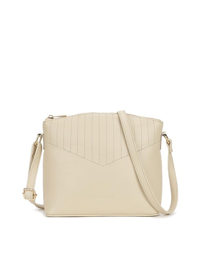 Fastrack Sling | White Faux-Leather Women’s Handbag | Adjustable Strap with Zipper Closure, Spacious Compartment & Stitch Detailing for Everyday Carry - Image 1