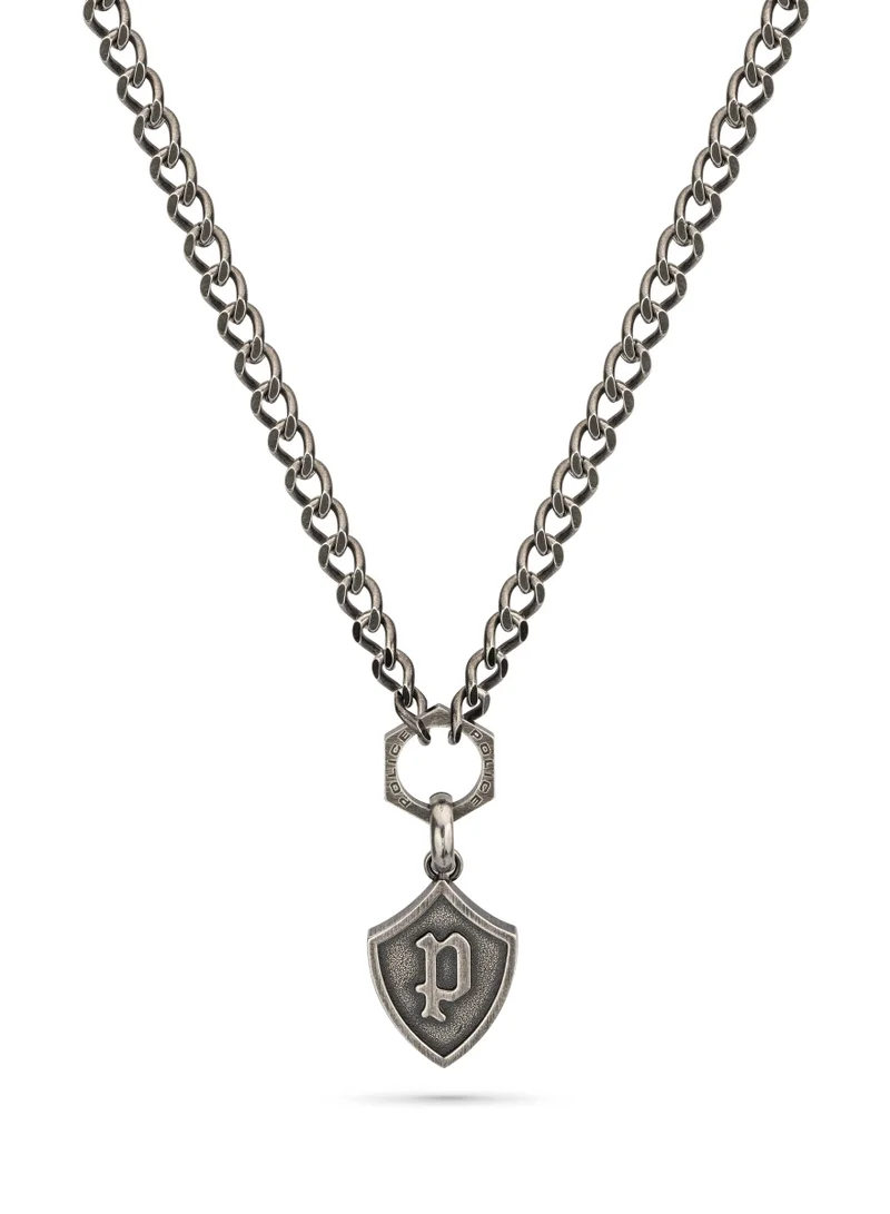 POLICE Talisman Antique Silver Stainless Steel With P Crest Necklace for Men