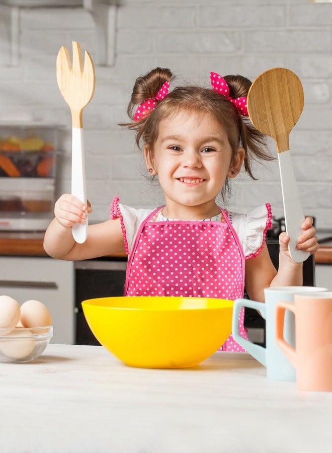 Apron for Little Girls Kids Cooking Baking Set Chef Hat Mitt & Utensil for Toddler Play House Toys Chef Costume Role Play - Image 3