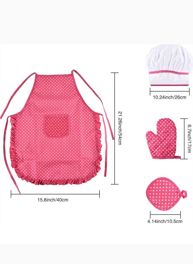 Apron for Little Girls Kids Cooking Baking Set Chef Hat Mitt & Utensil for Toddler Play House Toys Chef Costume Role Play - Image 4