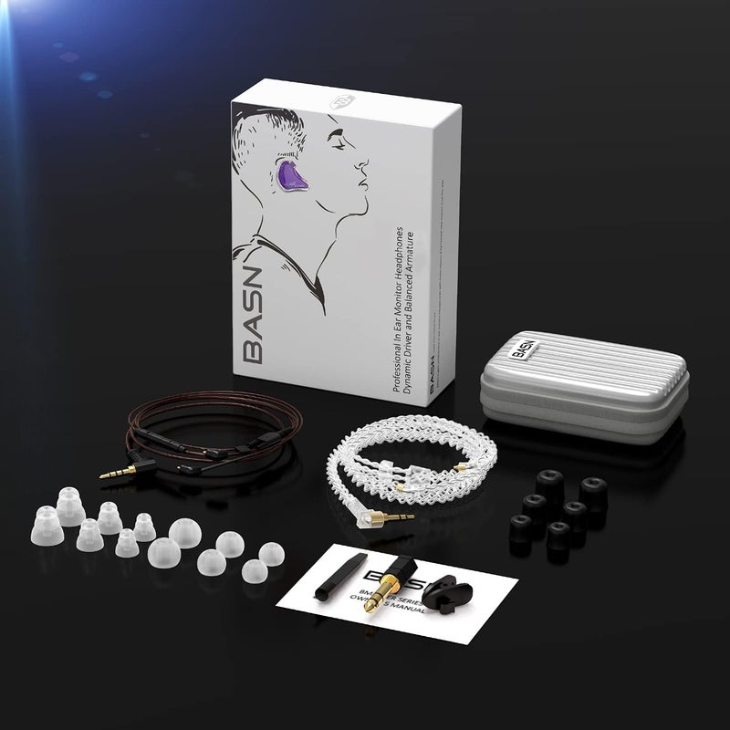 BASN Bmaster Triple Drivers in Ear Monitor Headphone with Two Detachable Cables Fit in Ear Suitable for Audio Engineer, Musician (Purple) - Image 5