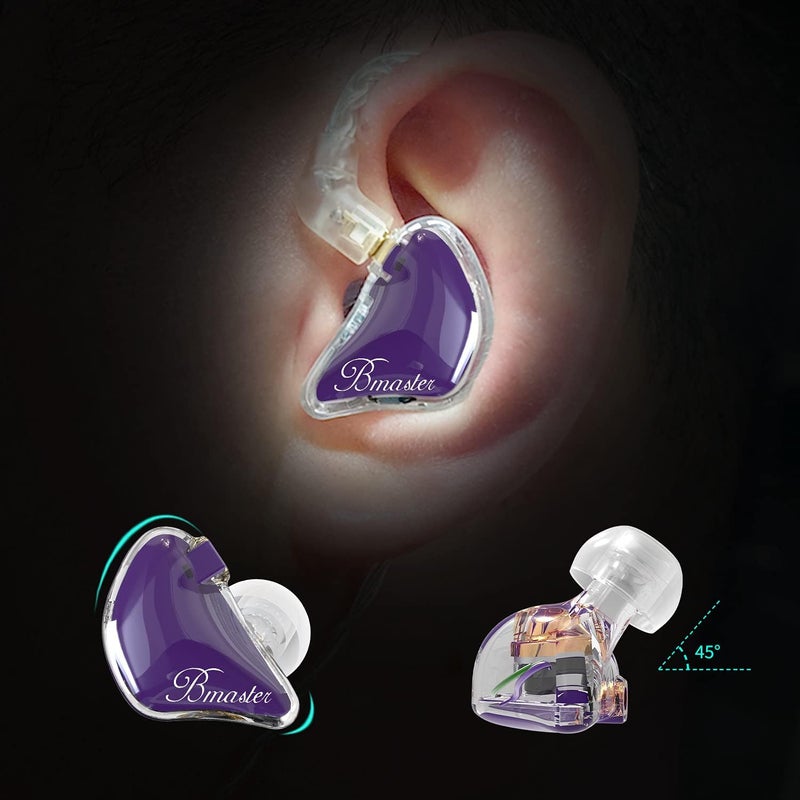 BASN Bmaster Triple Drivers in Ear Monitor Headphone with Two Detachable Cables Fit in Ear Suitable for Audio Engineer, Musician (Purple) - Image 2