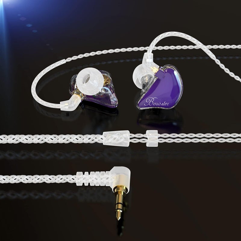 BASN Bmaster Triple Drivers in Ear Monitor Headphone with Two Detachable Cables Fit in Ear Suitable for Audio Engineer, Musician (Purple) - Image 4