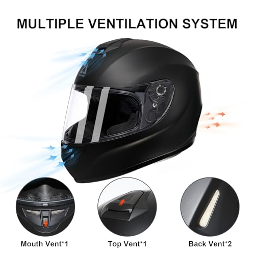 TRIANGLE Motorcycle Helmets Full Face Motorcycle Helmet for Men & Women with Tinted and Clear Visor Meet Dot Approved - Image 3