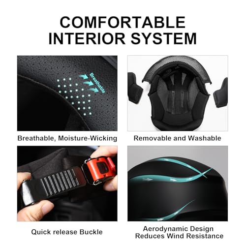 TRIANGLE Motorcycle Helmets Full Face Motorcycle Helmet for Men & Women with Tinted and Clear Visor Meet Dot Approved - Image 5