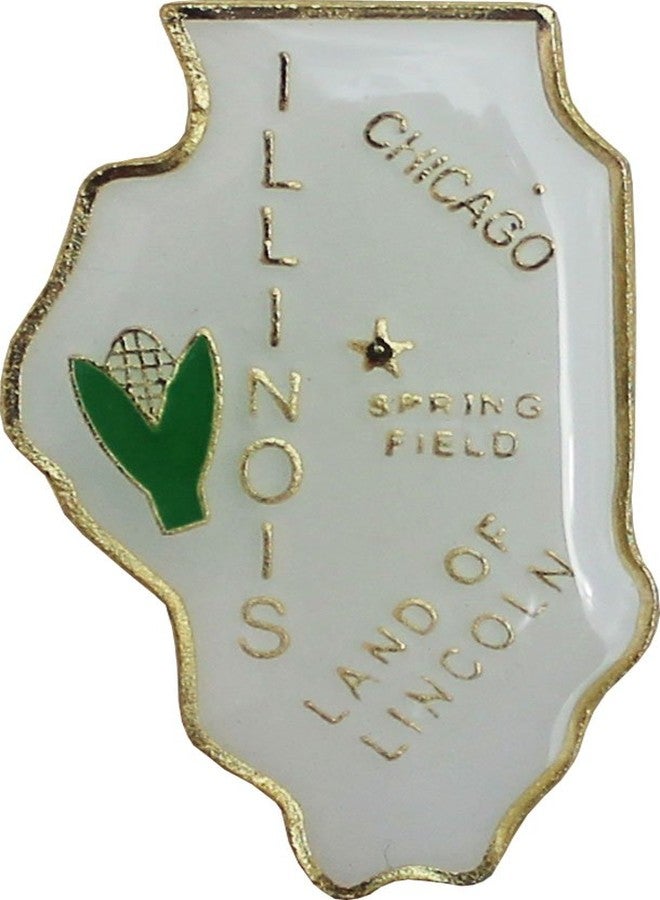 Flagline Illinois State Map Die-struck Metal Lapel Pin with Butterfly Clasp Closure - Image 1