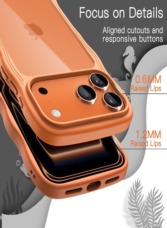 جي تيك جراب JETech المموج لهاتف iPhone 17 Pro Max مقاس 6.9 بوصة، غطاء هاتف لطيف بتصميم مموج ومقاوم للصدمات للنساء والفتيات، ظهر صلب شفاف من البولي كربونات (برتقالي) - Image 5