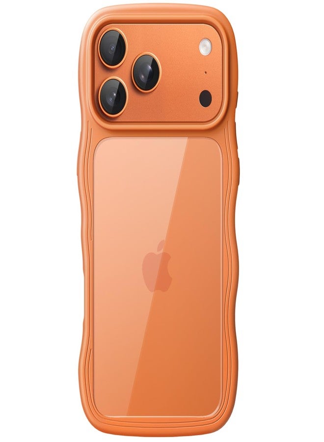 جي تيك جراب JETech المموج لهاتف iPhone 17 Pro Max مقاس 6.9 بوصة، غطاء هاتف لطيف بتصميم مموج ومقاوم للصدمات للنساء والفتيات، ظهر صلب شفاف من البولي كربونات (برتقالي) - Image 1