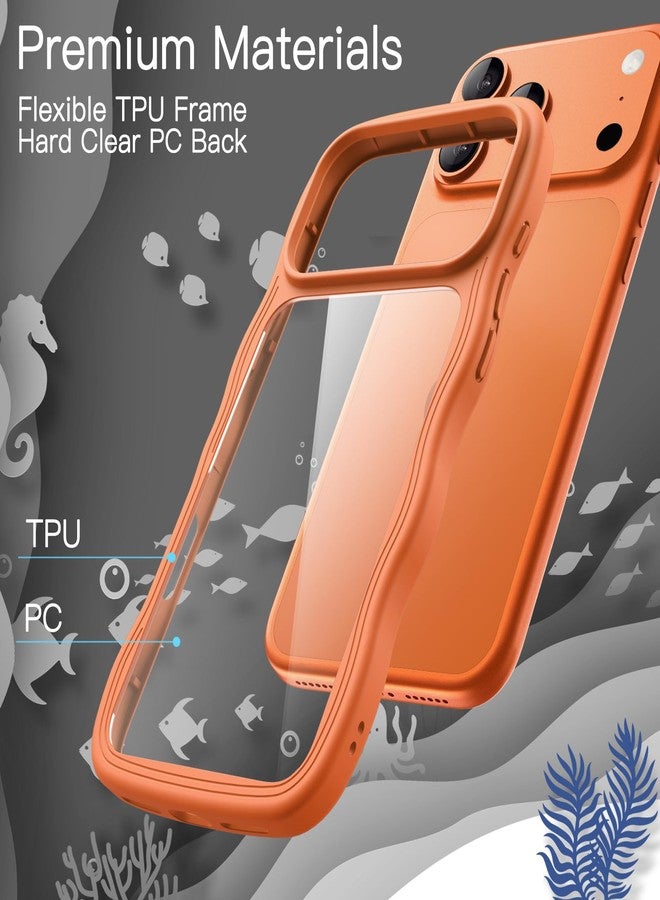 جي تيك جراب JETech المموج لهاتف iPhone 17 Pro Max مقاس 6.9 بوصة، غطاء هاتف لطيف بتصميم مموج ومقاوم للصدمات للنساء والفتيات، ظهر صلب شفاف من البولي كربونات (برتقالي) - Image 4