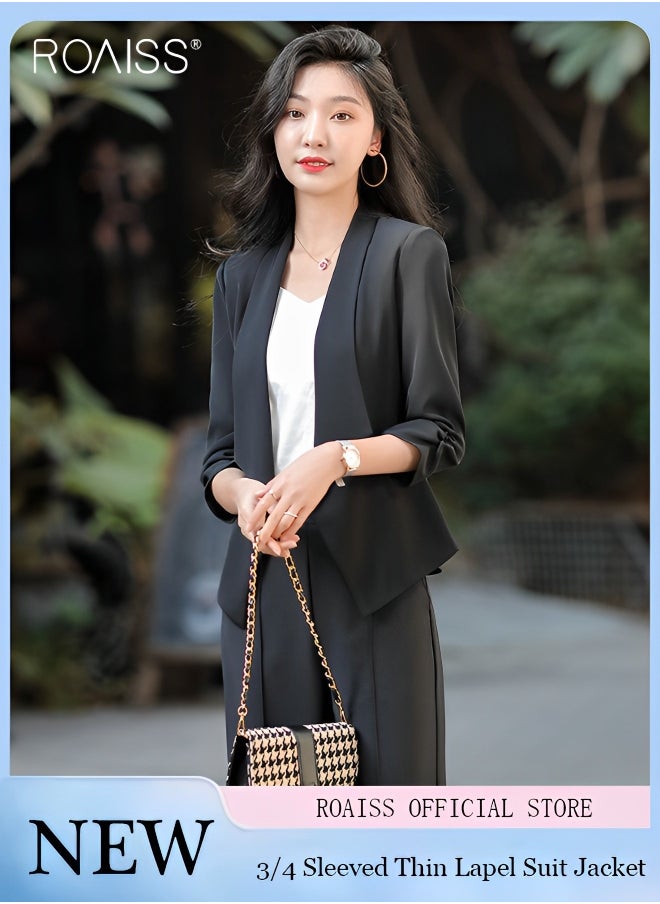 Women's 3/4 Sleeve Lightweight Jacket Slim Fit Lapel Blazer Fashionable And Versatile Crop Top - pzsku/ZC2DC8FB9F319E5BAC5F4Z/45/_/1703324869/2bc6e4be-652f-4788-b1a8-c2a031f4498b