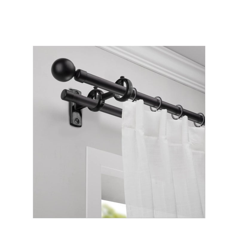 SOLARAE Bracket for Curtain Pole, 2pcs Double Curtain RodHolder, Wall Mount Heavy Duty Adjustable 28mm Curtain Rod Bracket for Window, Bedroom, Home Black - Image 2