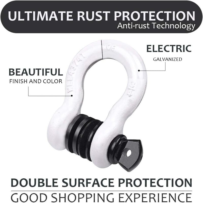 AUTOBOTS D Ring Shackles 3/4" (2 Pack) - 45,000Ib Max Break Strength With 7/8" Pin & Isolator Washers - Heavy Duty Clevis for Tow Strap, Jeep, Off Road Vehicle Recovery - White-Black - Image 5
