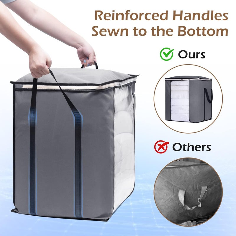 120L Extra Large Blanket Storage Bags Breathable Clothes Storage Containers for King Comforter Bedding Pillow Sheet, 2 Packs - Image 3