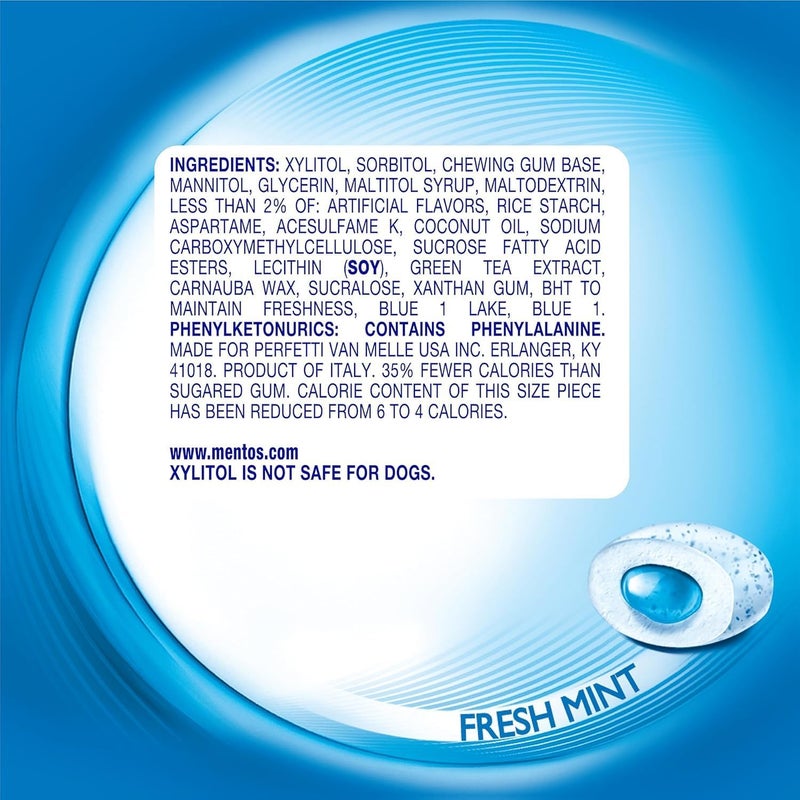 Mentos Pure Fresh Sugar-Free Chewing Gum with Xylitol, Fresh Mint - 120 Pieces Resealable Bag - Image 3