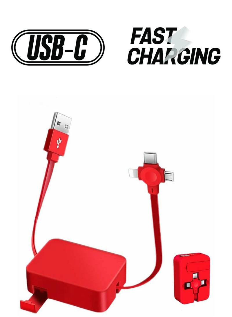 KASTWAVE 3 in 1 Multi USB Fast Charging Cable Adapter with USB C/Micro USB/Compatible with iPhone Port - Image 1