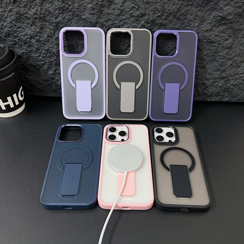 Apple 17Promax Magnetic Invisible Bracket Mobile Phone Case Iphone16 Skin-Feel Frosted 13/14 Protective Cover 15 - Image 2