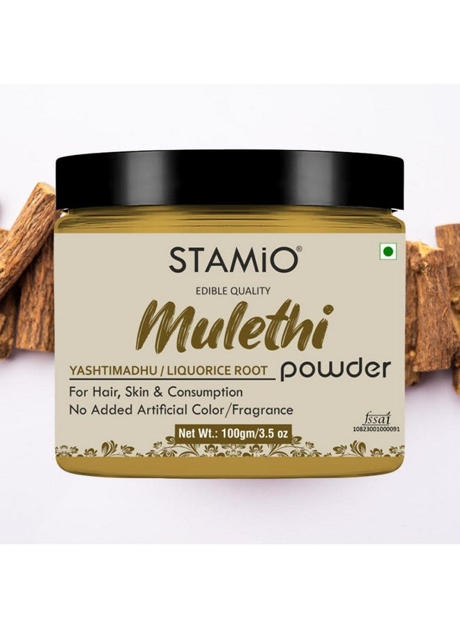 STAMIO Mulethi Powder 100 gm for Face Pack, Hair, Mask, Beauty, Acne, Pimples, Dark Spots, Pigmentation | Yashtimadhu | Liquorice | Licorice | Mulhatti | Jothimadh | Jeshtamadha | Atimadhuram | Glycyrrhiza glabra | Suitable For All Skin Types Men & Women | In Jar - Image 5