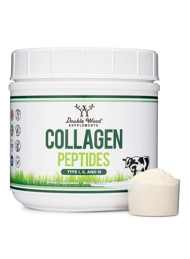 Double Wood Supplements مسحوق ببتيدات الكولاجين - كولاجين مهدرج، آمن للكيتو - 16.08 أونصة - متعدد الأنواع 1، 2، و 3 (مصدر بقر عشب) (كولاجين مهدرج) مكملات الكولاجين للنساء والرجال من دابل وود - Image 1