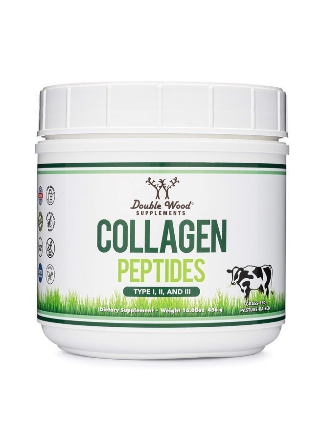 Double Wood Supplements مسحوق ببتيدات الكولاجين - كولاجين مهدرج، آمن للكيتو - 16.08 أونصة - متعدد الأنواع 1، 2، و 3 (مصدر بقر عشب) (كولاجين مهدرج) مكملات الكولاجين للنساء والرجال من دابل وود - Image 4