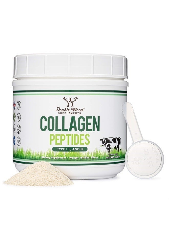 Double Wood Supplements مسحوق ببتيدات الكولاجين - كولاجين مهدرج، آمن للكيتو - 16.08 أونصة - متعدد الأنواع 1، 2، و 3 (مصدر بقر عشب) (كولاجين مهدرج) مكملات الكولاجين للنساء والرجال من دابل وود - Image 5