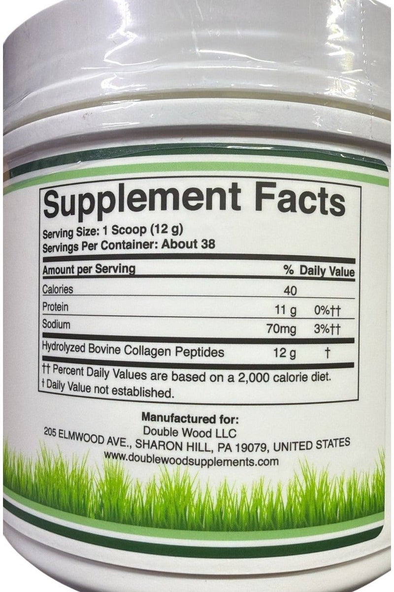 Double Wood Supplements مسحوق ببتيدات الكولاجين - كولاجين مهدرج، آمن للكيتو - 16.08 أونصة - متعدد الأنواع 1، 2، و 3 (مصدر بقر عشب) (كولاجين مهدرج) مكملات الكولاجين للنساء والرجال من دابل وود - Image 3