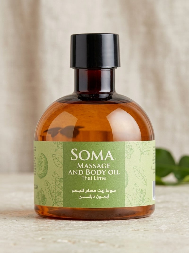Massage and Body Oil with Refreshing Thai Lime Essence for Deep Relaxation and Skin Nourishment - SOMA