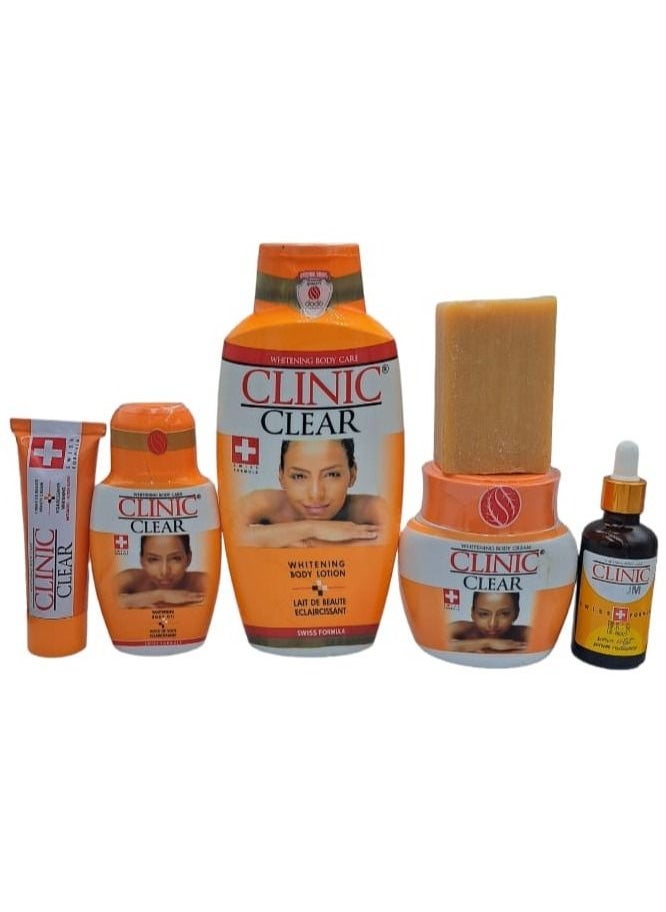 Clinic Clear Skin Whitening Kit 500 ml Oil 125 ml Cream 330 ml Cream 50 ml Serum 50 ml Soap 225 g 