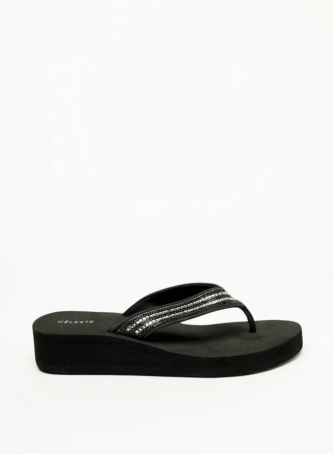 Celeste Women's Bead Embellished Thong Slippers