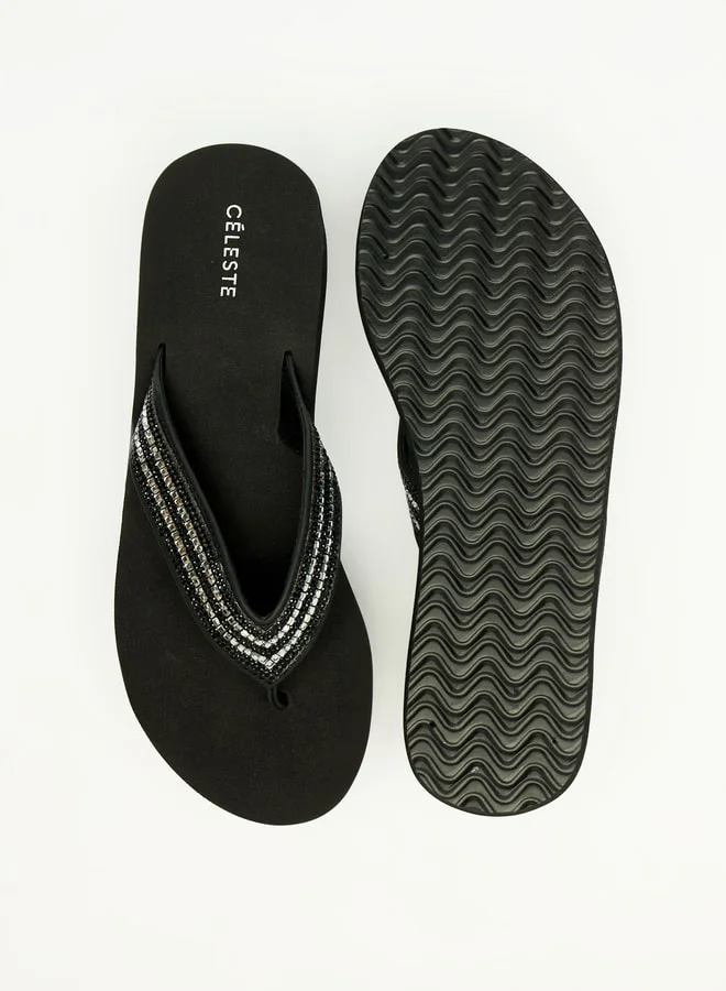 Celeste Women's Bead Embellished Thong Slippers