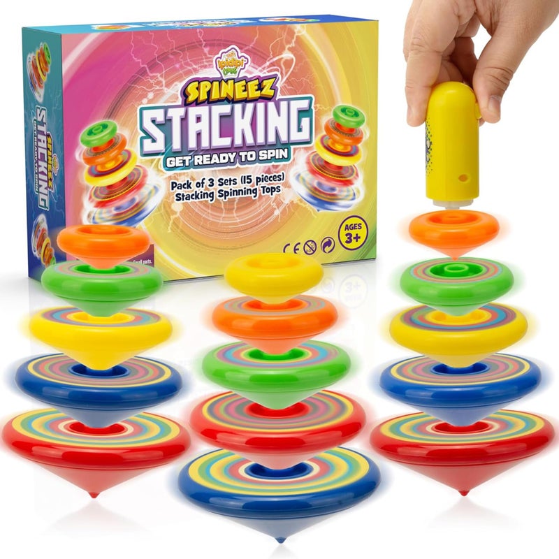 IPIDIPI TOYS Spineez Stacking Spinning Tops for Kids Set of 3 15Piece UFO Spinner Toys Easter Basket Stuffers for Kids Birthday Party Favors Goodie Bag Stuffers School Prizes for Boys Girls - Image 3