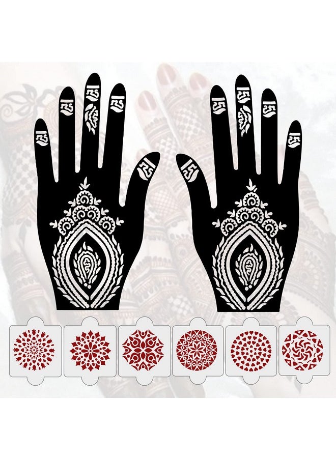 Pack Of 8 Pcs (2 Pcs Heena Stencil Tatto + 6 Pcs Laser Cut Pvc Reusable Heena Stencils), Heena Mehandi Sticker, Mehandi Stickers For Full Hand For Women, Girls And Kids, Easy To Apply, Niv-022 - pzsku/ZC2DD0CF76D8E0B1A4B83Z/45/_/1723297896/252c331f-cdf0-4823-b354-4d1477148a2e