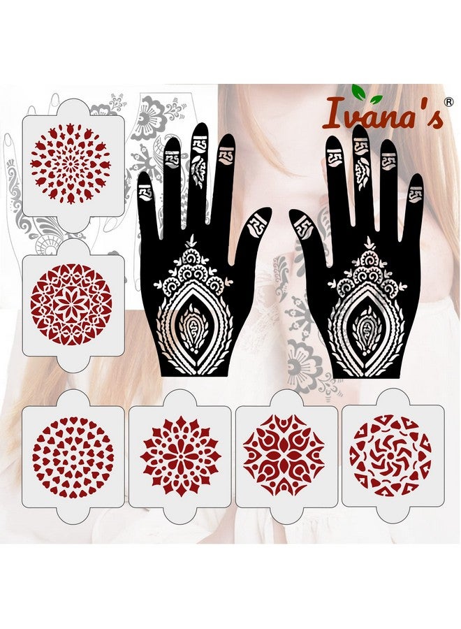 ivana's Pack Of 8 Pcs (2 Pcs Heena Stencil Tatto + 6 Pcs Laser Cut Pvc Reusable Heena Stencils), Heena Mehandi Sticker, Mehandi Stickers For Full Hand For Women, Girls And Kids, Easy To Apply, Niv-022 - Image 5