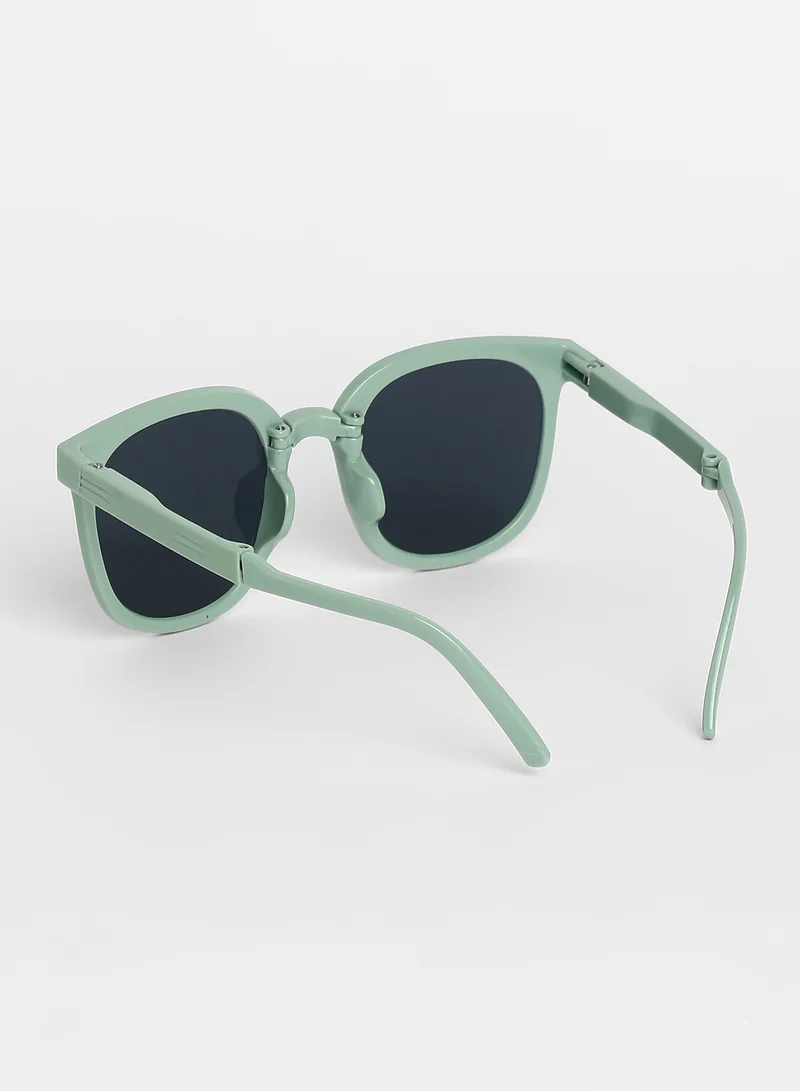 Haute Sauce  Haute Sauce Unisex Foldable Wayfarer Sunglasses For Casual Wear | One-Size | Green Polycarbonate Frame | Black Polarized Lens | Full Rim | Eyewear For Woman & Girls  | Best Price UAE