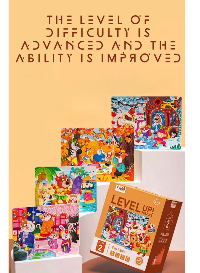 Stage 2 Level Up Puzzles for Kids with 4 Themes of Seasons in Premium Educational Puzzle Toys for Girls and Boys 4 in 1 - Image 4