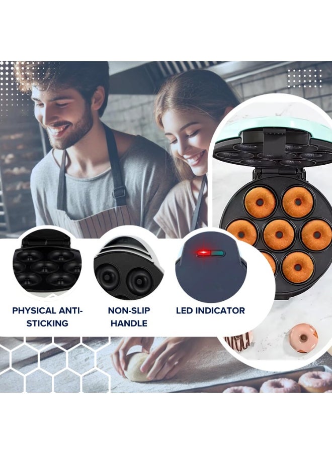 Electric Donut Maker – Cooks 7 Mini Doughnuts – Portable Machine with Donut Recipe