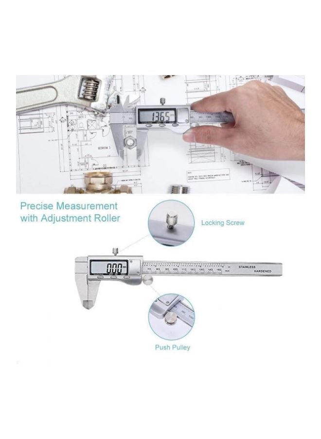 إنجكو مقياس معياري فكي ذو ورنية ورقمي من الاستانلس ستيل أسود/ فضي 6بوصة - Image 4