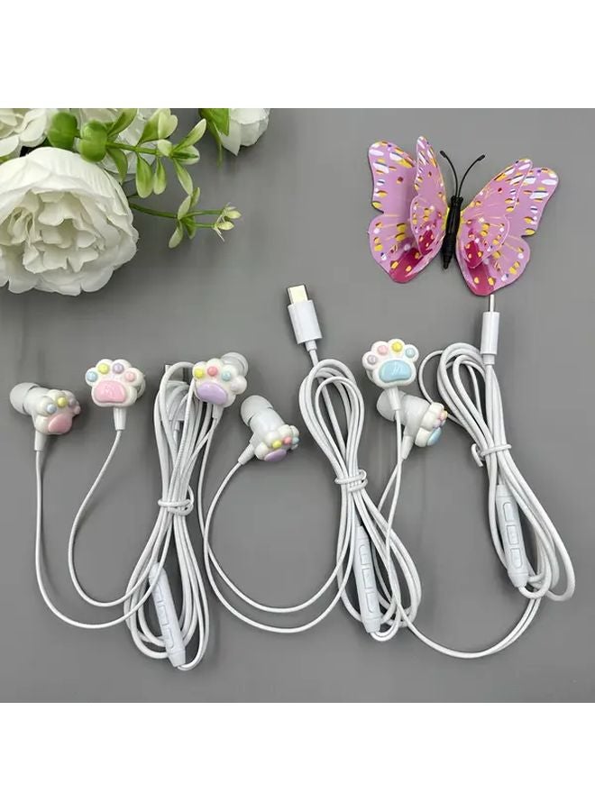 Pink Cat Claw Wired Headphones With Microphone Type C In Ear HD Sound Gift - Image 4