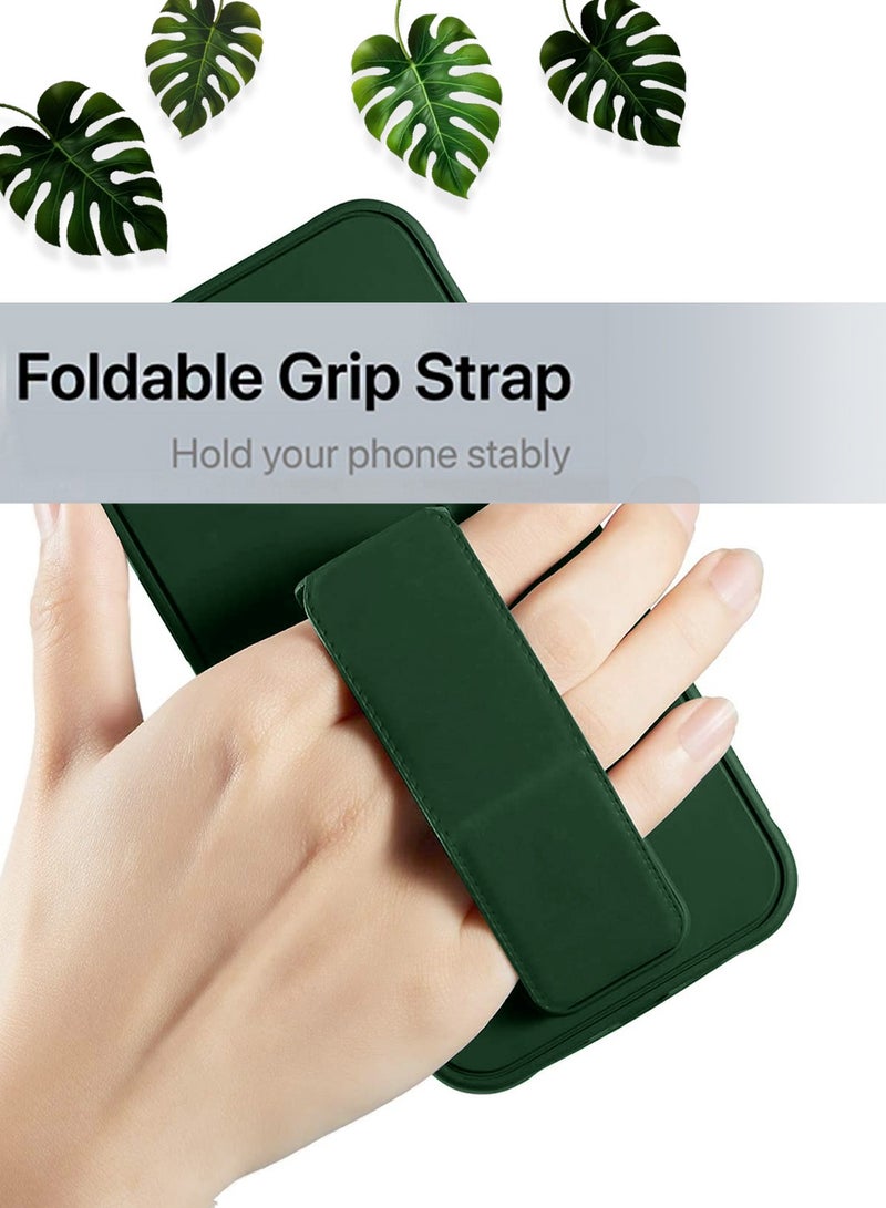 Wtech Samsung Galaxy A26 5G 2025 Hand Grip Foldable Magnetic Kickstand Wrist Strap Finger Grip With Built-In Iron Case Cover - Dark Green - Image 2