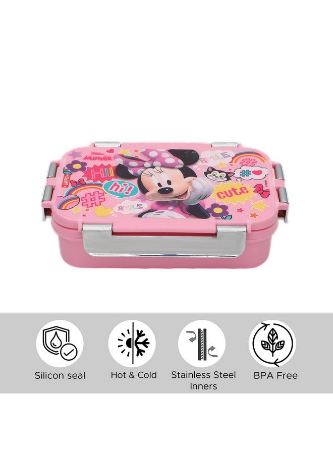 JAYPEE JAYPEE Wowsteel Jr. Inner Stainless Steel Insulated Lunch Box for School Kids Mickey Mouse Print for School Kids Girls & Boys, Dark Pink, 620 ml  - Image 4