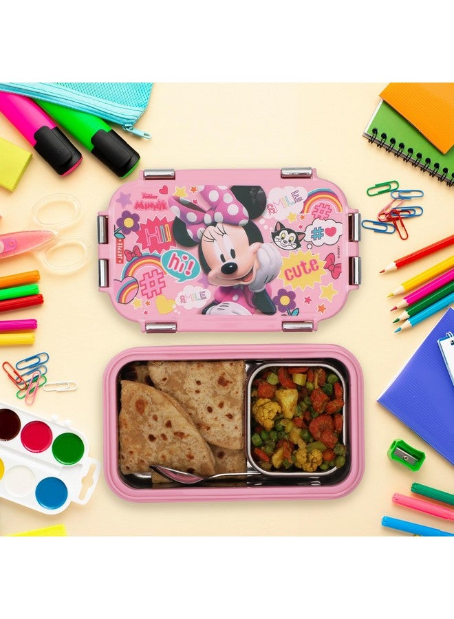 JAYPEE JAYPEE Wowsteel Jr. Inner Stainless Steel Insulated Lunch Box for School Kids Mickey Mouse Print for School Kids Girls & Boys, Dark Pink, 620 ml  - Image 2