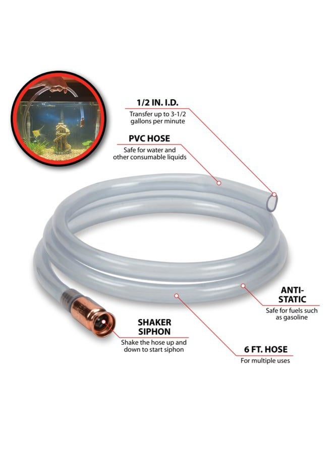 Performance Tool W54154 Food-Grade 3.5 Gpm Liquid Transfer Shaker Siphon Tube Hose, Clear Blue, 6-Foot - Image 2