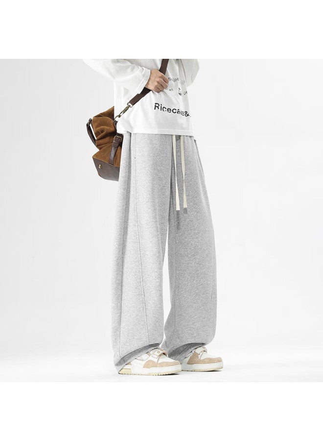 Izexx Men's American Casual Pants High Street Trendy Slim Loose Versatile Simple Draped Trousers Ss11 Gray 2XL - Image 2