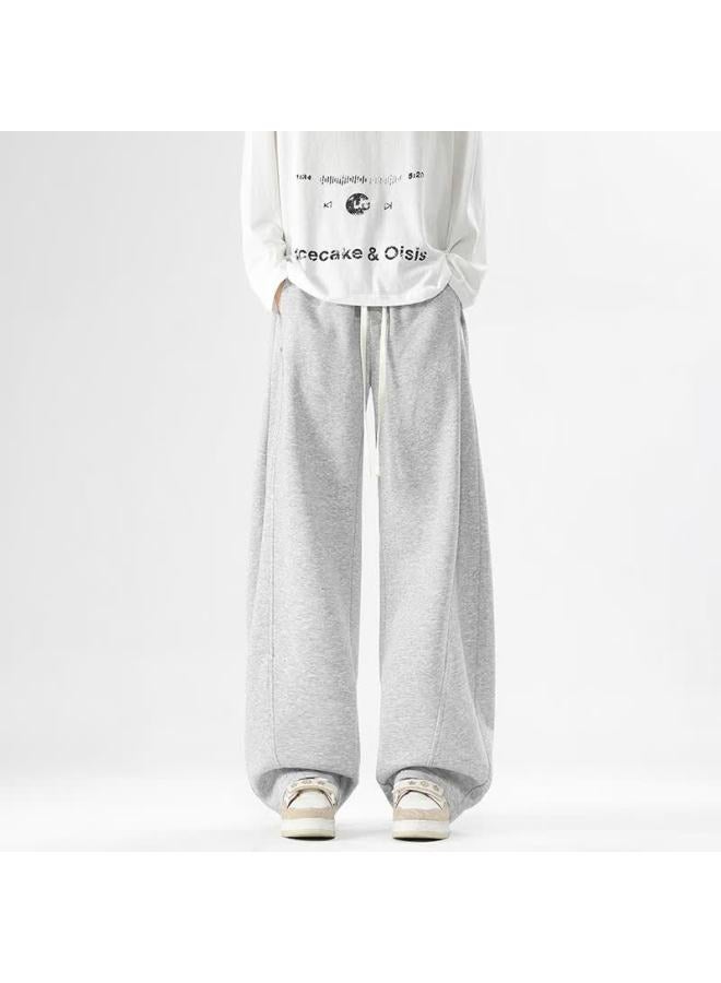 Izexx Men's American Casual Pants High Street Trendy Slim Loose Versatile Simple Draped Trousers Ss11 Gray 2XL - Image 1