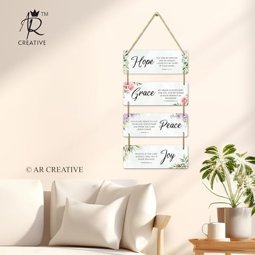 AR Creative Hope, Grace, Peace, Joy - Bible Verse Wall Hanging For Home Decoration, Bible Quotes MDF Wooden Wall Art, Bible Verse, Home, Office Decor, Wall Wood Hanger (15 inch x 11 inch) - Image 3