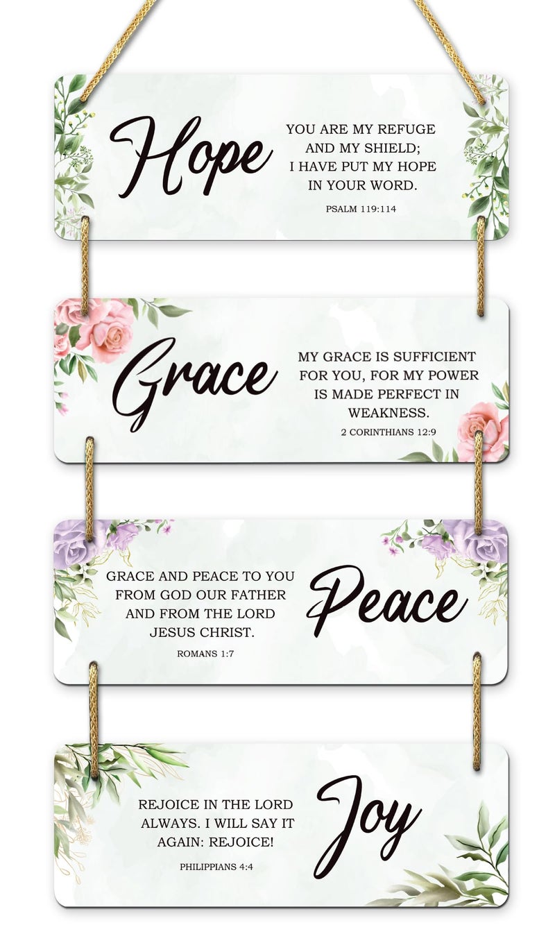 AR Creative Hope, Grace, Peace, Joy - Bible Verse Wall Hanging For Home Decoration, Bible Quotes MDF Wooden Wall Art, Bible Verse, Home, Office Decor, Wall Wood Hanger (15 inch x 11 inch) - Image 1